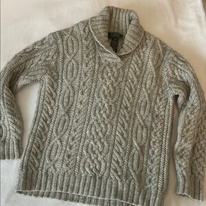 Lauren Ralph Lauren Women's Cable Knit Turtleneck Sweater in Gray M